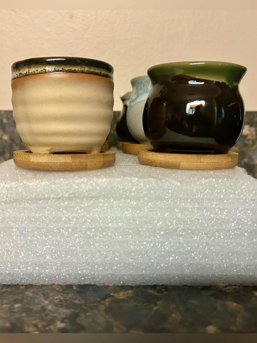 2.1 Inch Succulent Pots with Drainage and Base.  This is a set of 6.